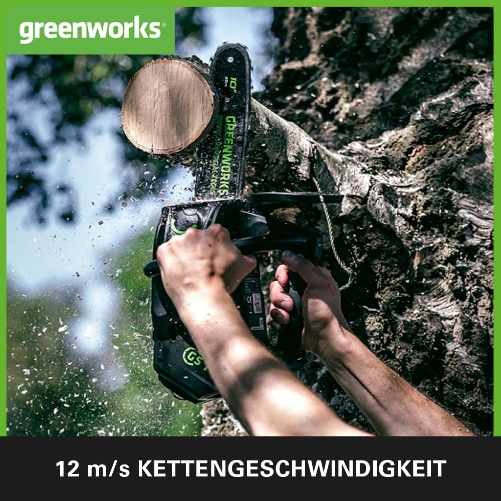 Greenworks GD40TCS - Akumulatorowa pilarka łańcuchowa 25 cm, 12 m/s, 24 kg, olejarka, bez baterii 40V i ładowarki - obrazek 5