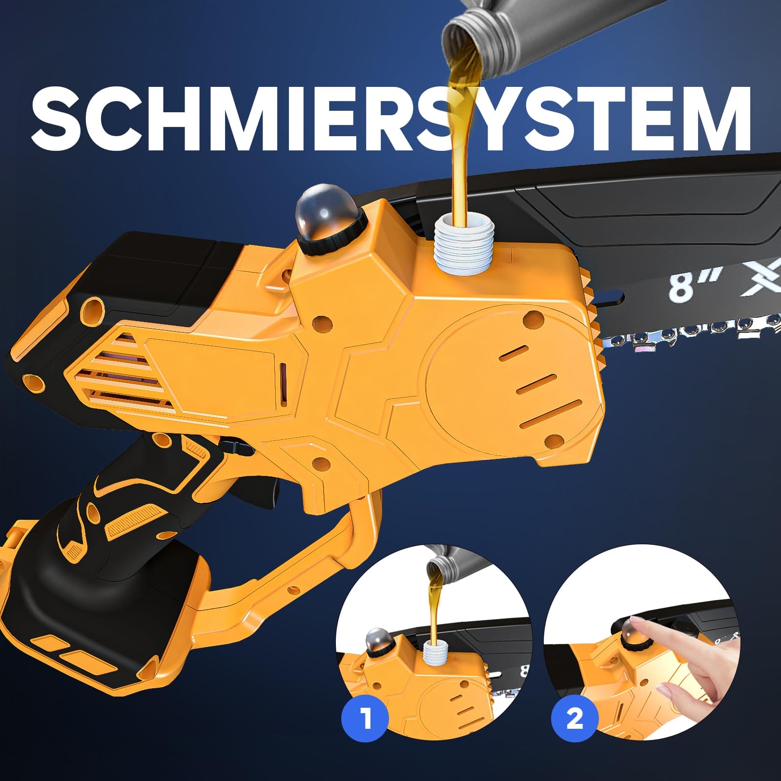 X-COTEC Mini piła łańcuchowa akumulatorowa 20" z zapasowym łańcuchem i łańcuchem elektryczna piła łańcuchowa jednoręczna piła do gałęzi z akumulatorem 2 x 4000 - obrazek 3