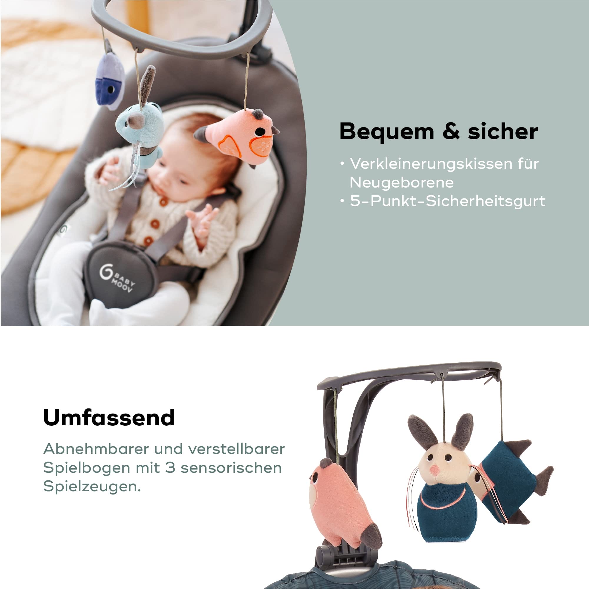 Babymoov Automatyczny bujaczek leżaczek Swoon Motion Zinc - obrazek 3