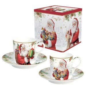 Easy Life PUDEŁKO 2 filiżanki CAFE 75CL Z PORCELAINY SANTA IS COMING