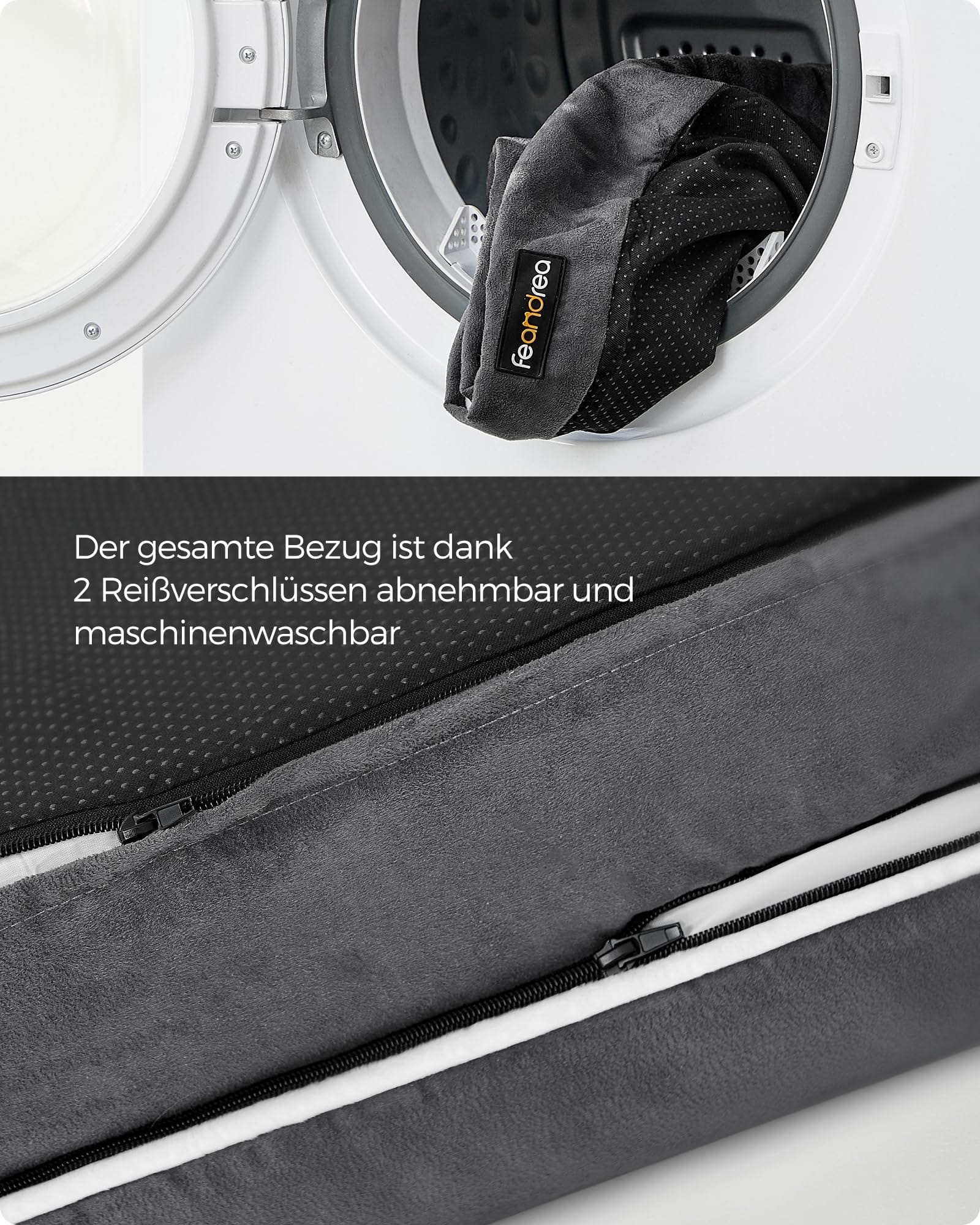 FEANDREA Łóżko ortopedyczne dla psów sofa łóżko dla zwierząt miękka wyściółka podniesione krawędzie zdejmowany i nadający się do mycia pokrowiec 106 x 80 x 25 cm antypoślizgowe ciemnoszary - obrazek 4