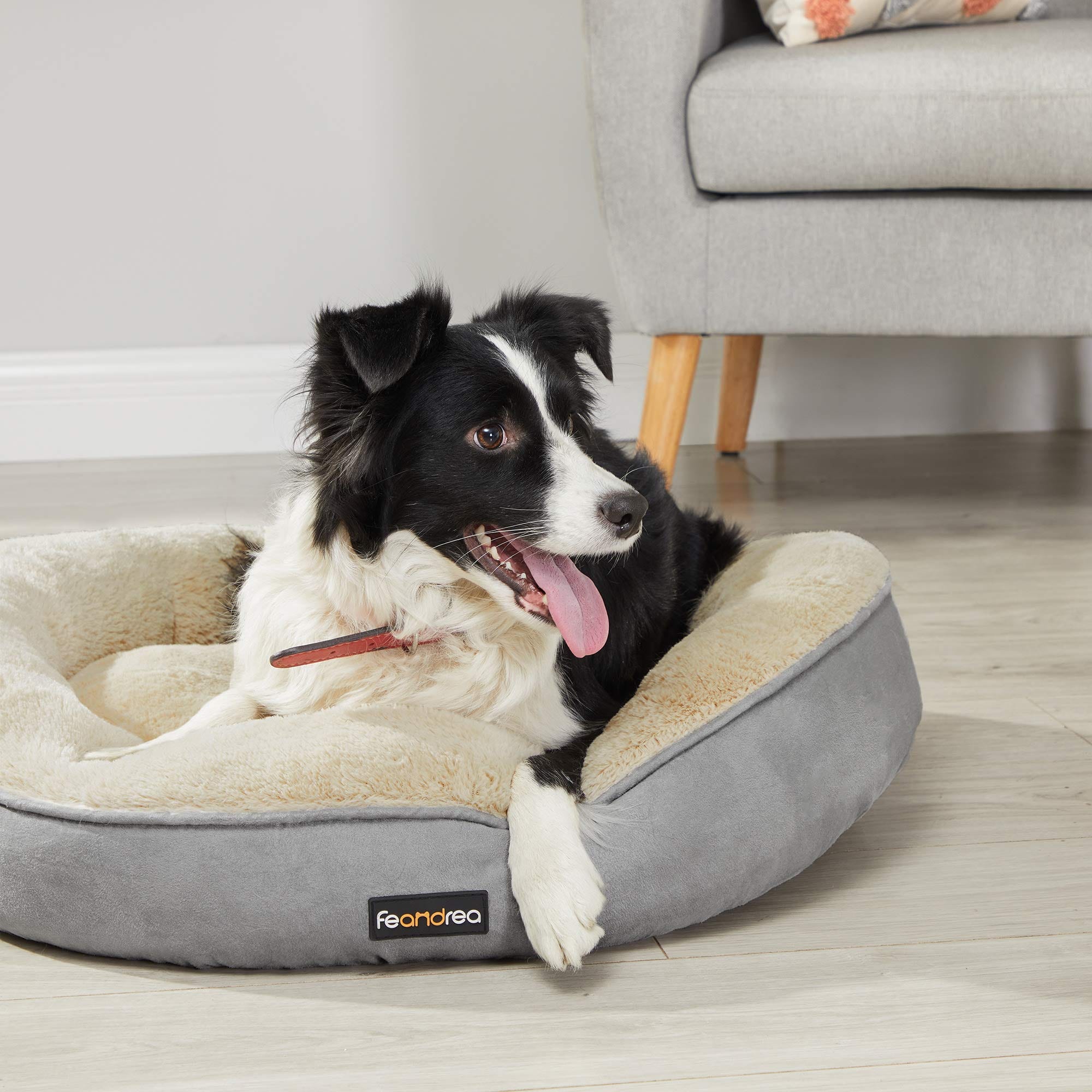 FEANDREA Łóżko dla psa legowisko dla kotów pączek Ø 70 cm jasnoszare PGW070G01 - obrazek 7