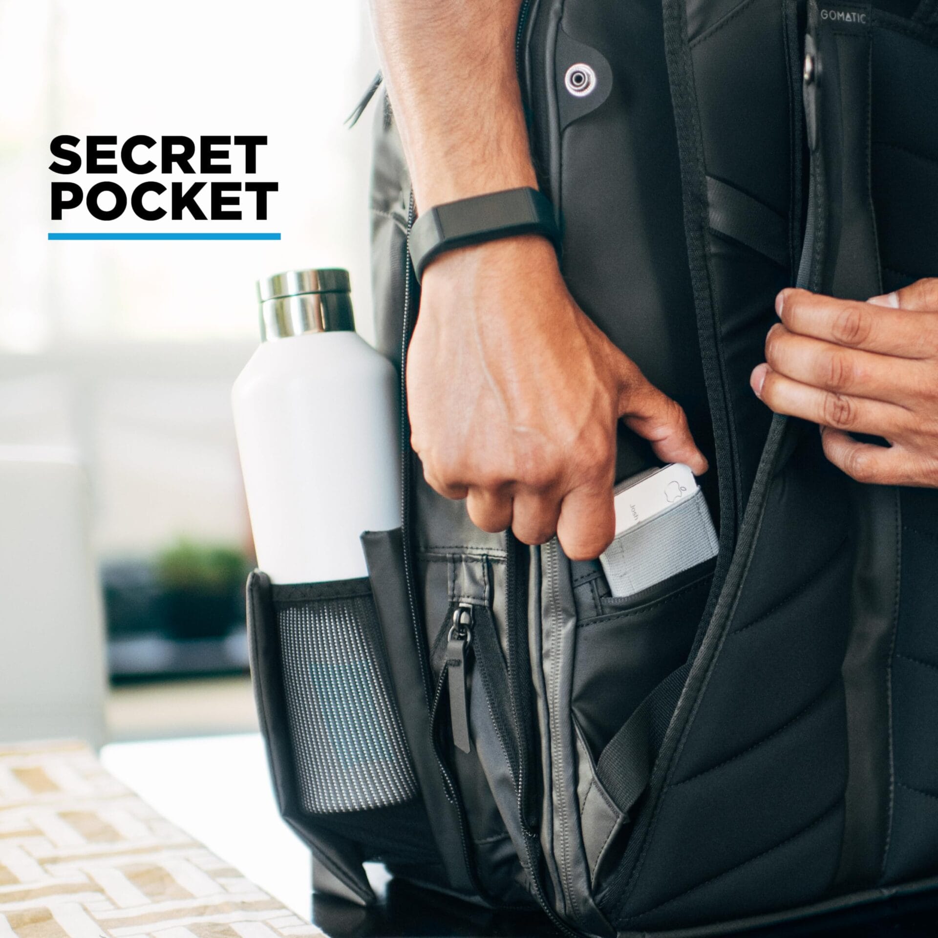 Gomatic Travel Pack 20-30 l | Plecak Dzienny | Torba Podróżna | Plecak Podróżny | Torba na Laptopa | Plecak na Komputer | Plecak Gimnastyczny | Torba do Noszenia na Co Dzień – Wodoodporny Czarny - obrazek 3