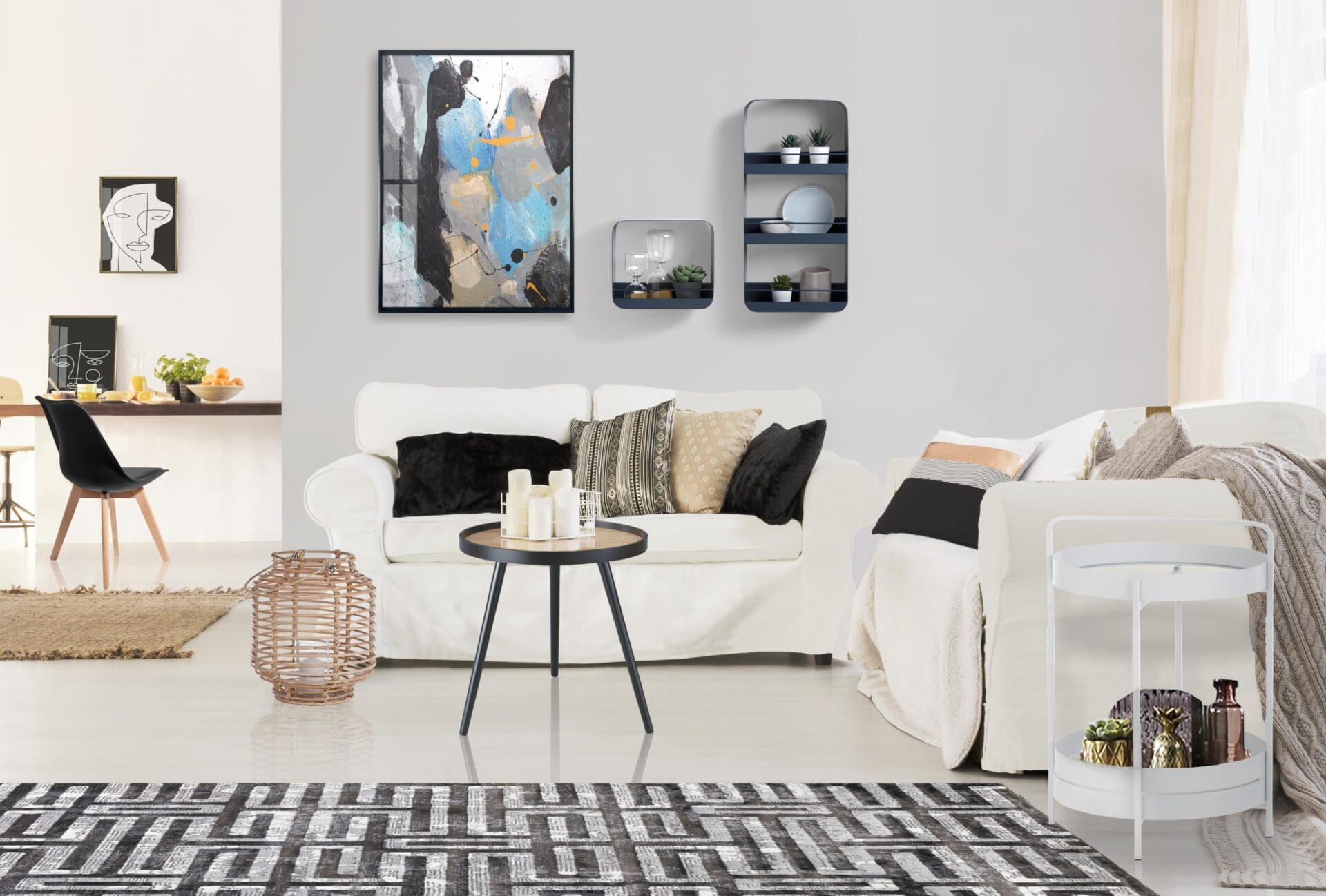 Stolik kawowy/półka 2 piętra Wink Design, Biały Matowy Przezroczysty, H605 x Ø 40 cm - obrazek 4