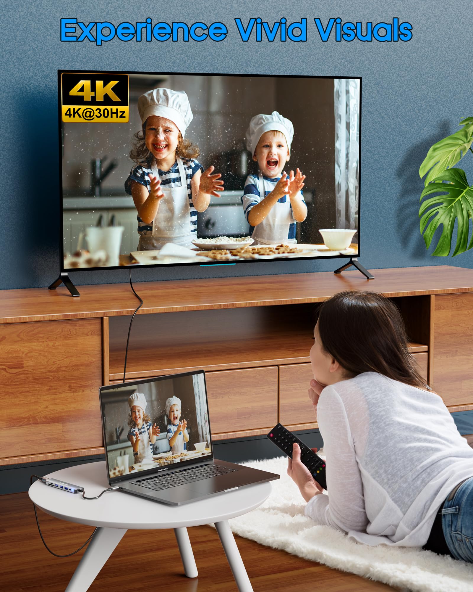 ZESKRIS Hub USB C adapter 7 w 1 USB C na HDMI z 4K HDMI 100 W PD 1 x USB 3.0 2 x USB 2.0 i czytnik kart SD/TF rozdzielacz wieloportowy kompatybilny z Macbook Air/Pro M1/M2 Surface Go i więcej - obrazek 5