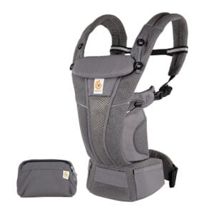 Ergobaby Omni Breeze Nosidełko dla noworodków od urodzenia do 20 kg 4 pozycje SoftFlex Mesh Ergonomiczne nosidełko dla niemowląt Nosidełko do noszenia na plecach Graphite Grey