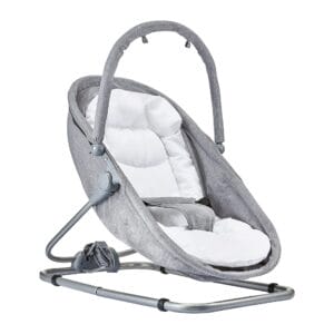 Moby-System Leżaczek-Bujaczek dla Dziecka Wielofunkcyjna Kołyska 3 w 1 Regulowane Pasy Obciążenie do 9 Kg w Zestawie Maskotki Składany Regulacja Nachylenia Szary