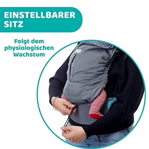 Chicco Ergonomiczne Nosidełko Myamaki Fit Nosidło Na Plecy Od Urodzenia do 15 kg Wielofunkcyjna Ewolucyjna Chusta do Noszenia Dzieci z Regulowanym Siedziskiem i Panelem Podparcie Pleców i Szyi - obrazek 7