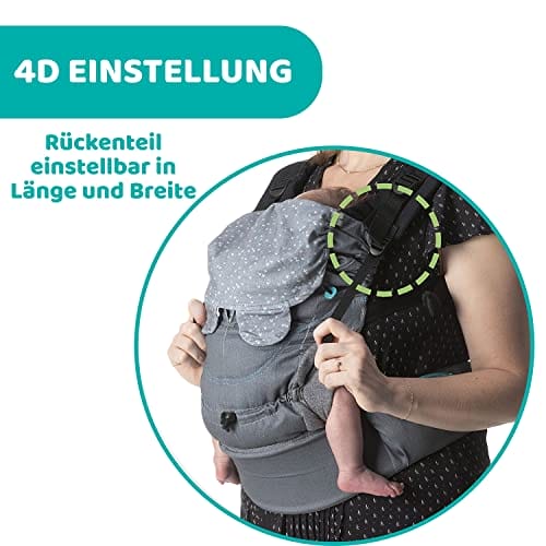 Chicco Ergonomiczne Nosidełko Myamaki Fit Nosidło Na Plecy Od Urodzenia do 15 kg Wielofunkcyjna Ewolucyjna Chusta do Noszenia Dzieci z Regulowanym Siedziskiem i Panelem Podparcie Pleców i Szyi - obrazek 5