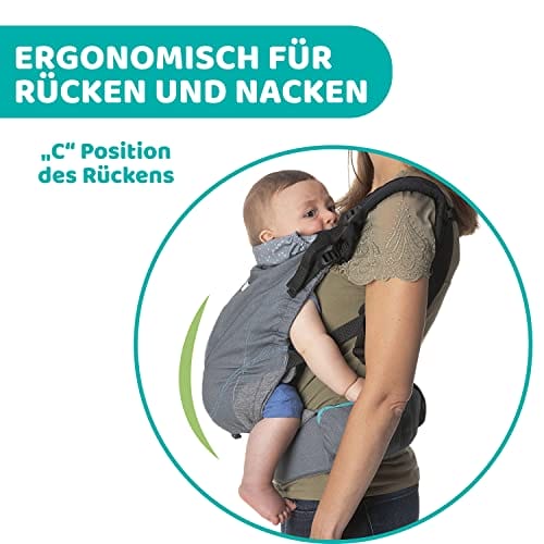 Chicco Ergonomiczne Nosidełko Myamaki Fit Nosidło Na Plecy Od Urodzenia do 15 kg Wielofunkcyjna Ewolucyjna Chusta do Noszenia Dzieci z Regulowanym Siedziskiem i Panelem Podparcie Pleców i Szyi - obrazek 9