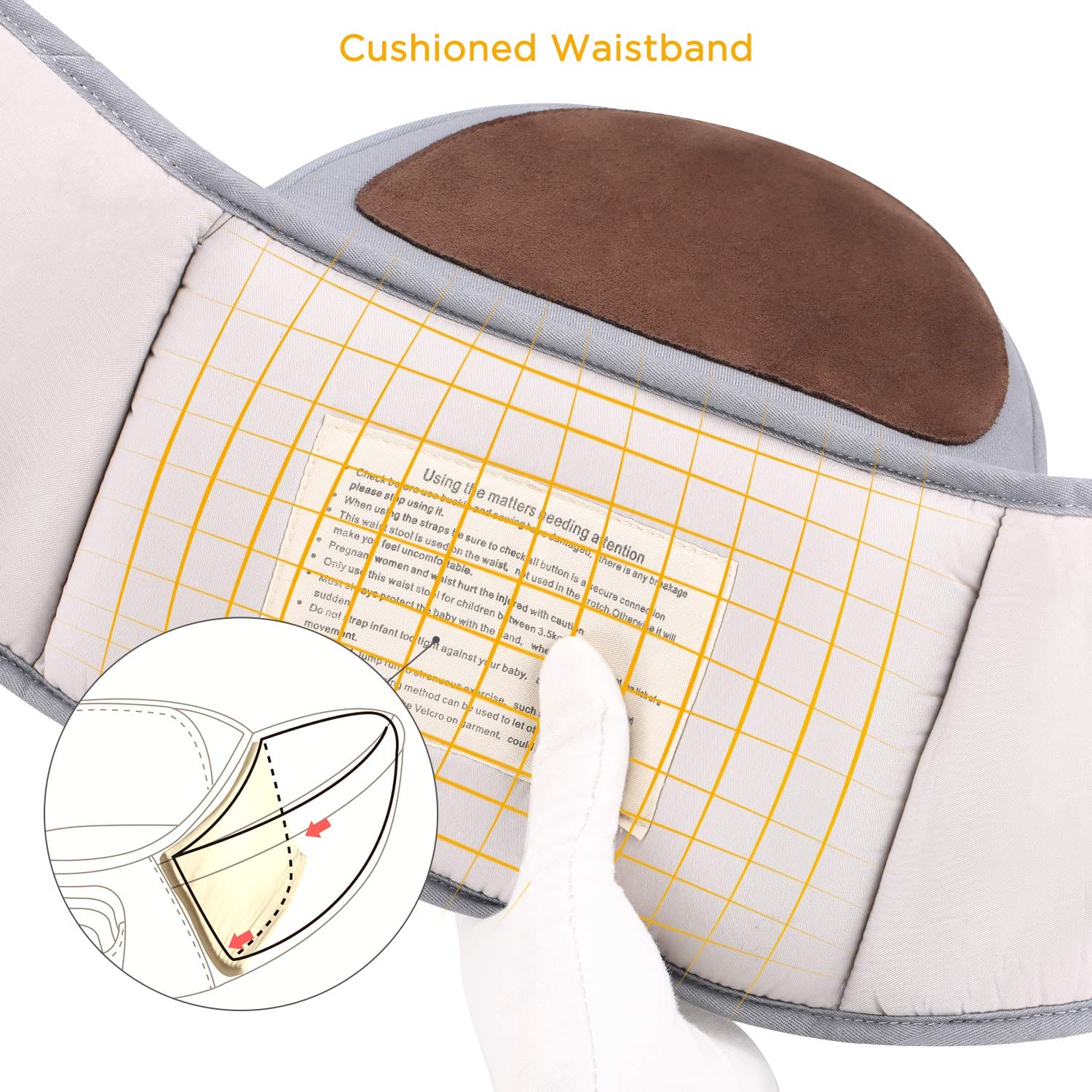 GAGAKU GGKHS1813 Baby Fotelik Biodrowy Dla Noworodka 0-36 Miesięcy Szary - obrazek 8