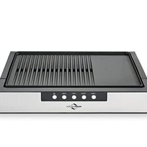 Grill stołowy Style - Küchenprofi, Tischgrill mit geriffelter und glatter Oberfläche, 42,5 x 30 cm, 4 Temperaturstufen, Silber