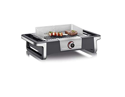 Severin grill elektryczny stołowy balkonowy tarasowy temperatura od 0°C do 500°C dioda LED duża moc 3000 W przewód 2 m stal niedzewna/czarny SENOA DIGITAL BOOST PG 8114 - obrazek 10