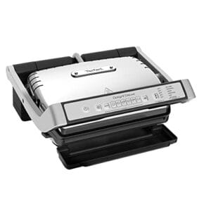 Tefal OptiGrill Deluxe - Elektryczny Grill Kontaktowy 30x20 cm, Czarny/Stalowy