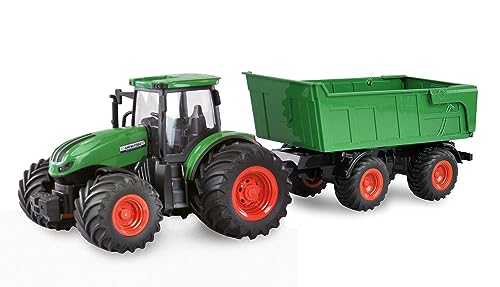 Amewi 22635 Traktor RC z przyczepą składaną, światło i dźwięk, 1:24 RT