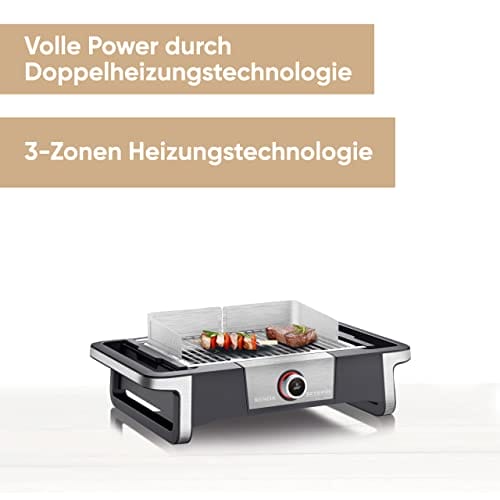Severin grill elektryczny stołowy balkonowy tarasowy temperatura od 0°C do 500°C dioda LED duża moc 3000 W przewód 2 m stal niedzewna/czarny SENOA DIGITAL BOOST PG 8114 - obrazek 16