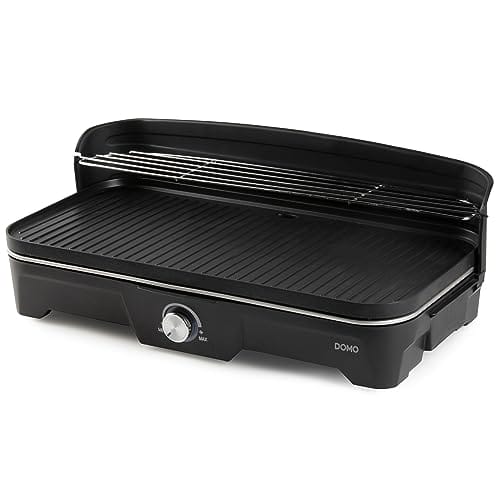 DOMO DO9260G - Elektryczny grill stołowy, czarny, z regulacją temperatury, łatwy w czyszczeniu, 50x25 cm, 2200 W