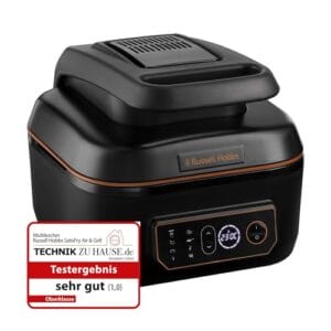 Russell Hobbs Frytkownica beztłuszczowa XL Misa 55L Frytkownica & Grill & Multicooker można myć w zmywarce grzanie górne i dolne wolnowar pieczenie itp. w tym płyta grillowa SatisFry 26520-56