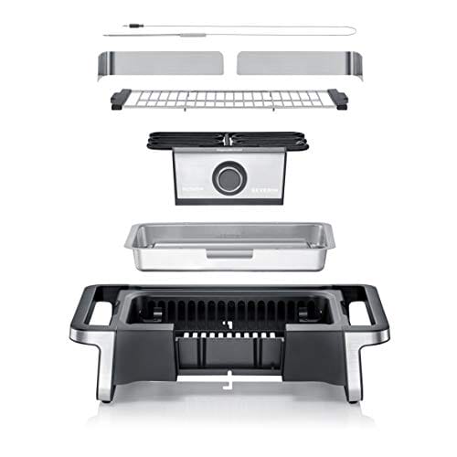 Severin grill elektryczny stołowy balkonowy tarasowy temperatura od 0°C do 500°C dioda LED duża moc 3000 W przewód 2 m stal niedzewna/czarny SENOA DIGITAL BOOST PG 8114 - obrazek 12