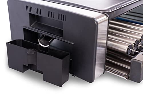 Elettro Living BBQ Wielofunkcyjny z nieprzywierającą płytą i rolkami autorotacyjnymi grill elektryczny Churrasco 475x337x144 cm 1200 W 9 szaszłyków 9 rolek taca ocieplająca Czarny i Szary - obrazek 10