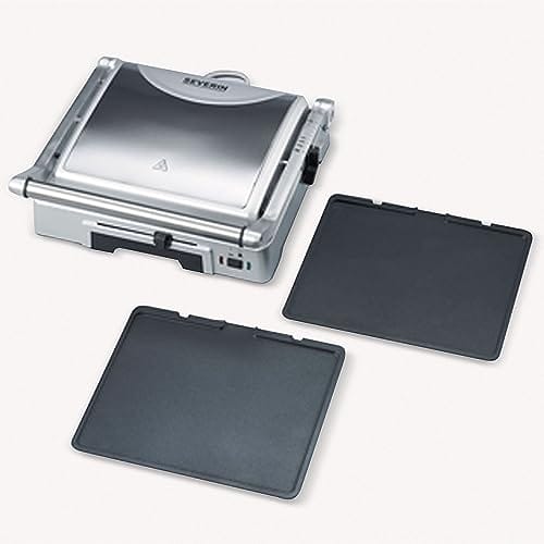 SEVERIN Grill kontaktowy do kanapek steków i jako grill Panini z powłoką zapobiegającą przywieraniu do grillowania bez tłuszczu 1800 W stal nierdzewna szczotkowano-srebrna KG 2392 - obrazek 10