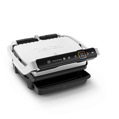 Tefal Optigrill Elite GC750D elektryczny grill do pomieszczeń 12 automatycznych programów grillowania intuicyjny czujnik funkcja Grillboost akcesoria nadają się do mycia w zmywarce książka z przepisami (może nie być dostępna w języku polskim)