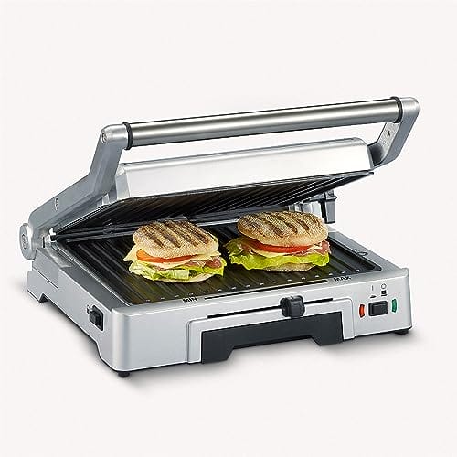 SEVERIN Grill kontaktowy do kanapek steków i jako grill Panini z powłoką zapobiegającą przywieraniu do grillowania bez tłuszczu 1800 W stal nierdzewna szczotkowano-srebrna KG 2392 - obrazek 8