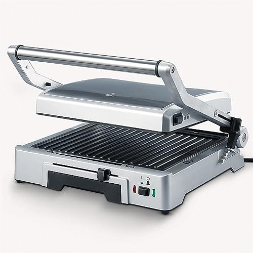 SEVERIN Grill kontaktowy do kanapek steków i jako grill Panini z powłoką zapobiegającą przywieraniu do grillowania bez tłuszczu 1800 W stal nierdzewna szczotkowano-srebrna KG 2392 - obrazek 5