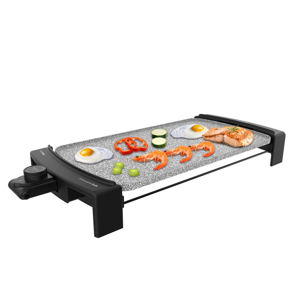 Cecotec Griddle Tasty - Elektryczny grill o mocy 2600 W, z kamieniową powłoką RockStone, dużą powierzchnią 45x25 cm i regulowanym termostatem - idealny do szybkiego i precyzyjnego gotowania