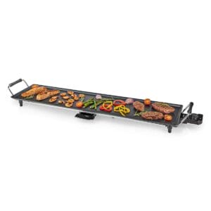 NEDIS Teppanyaki Grill - 50 cm - 1800 W - Control de temperatura ajustable - Revestimiento antiadherente - Piezas extraíbles - Mango Cool Touch - Antideslizante