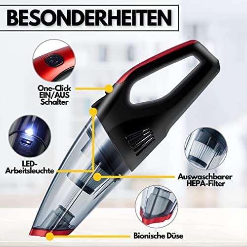 Akumulatorowy odkurzacz ręczny | filtr HEPA | moc ssania 6200 Pa | - obrazek 9