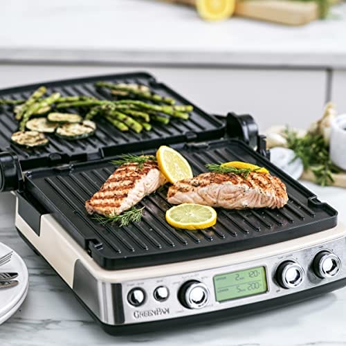 GreenPan Elite 6-w-1 Wielofunkcyjny grill i płyta kontaktowa - bez PFAS, ceramiczna powłoka, regulowany poziom złocenia - obrazek 6