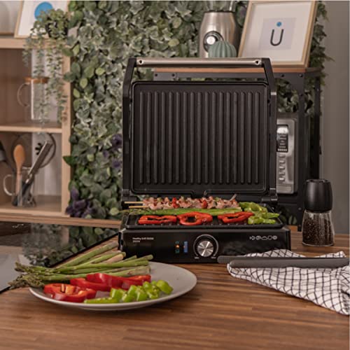 UNIVERSALBLUE Grill elektryczny ze stali nierdzewnej 2000W | Grill elektryczny Otwarcie 180º | Regulator temperatury - obrazek 5