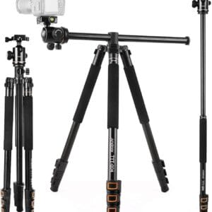 Andoer Statyw do aparatu 200 cm z ramieniem do lustrzanek cyfrowych - lekki, regulowany, z głowicą kulową - Tripody