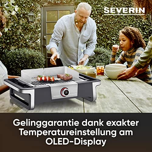 Severin grill elektryczny stołowy balkonowy tarasowy temperatura od 0°C do 500°C dioda LED duża moc 3000 W przewód 2 m stal niedzewna/czarny SENOA DIGITAL BOOST PG 8114 - obrazek 15