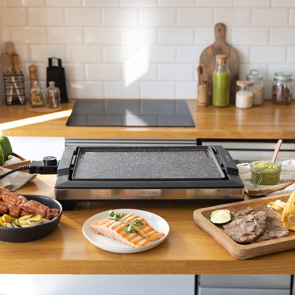 Cecotec Tasty - Elektrogrill 2000 W, Inox Stone, Antihaftbeschichtung, Einstellbarer Thermostat, Große Kochfläche - obrazek 6