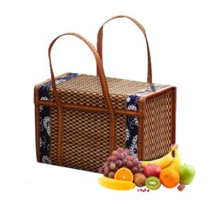 Exogio Kosz piknikowy wiklinowa torba do przechowywania uchwyt składany