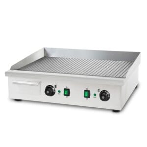 Vertes Płyta grillowa elektryczna 4400 W ze stali nierdzewnej - 74 x 41 cm, 2 x termostat, 2 x temperatura 50-300 °C, ochrona przed pryskaniem i ciepłem, pojemnik na tłuszcz