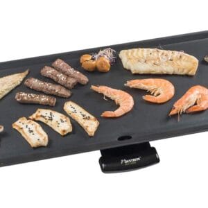 Bestron Elektryczny grill stołowy płyta grillowa XXL Teppanyaki w stylu azjatyckim przyjemność grillowania dla 8 osób bardzo duża powierzchnia grillowania 1800 W kolor: czarny