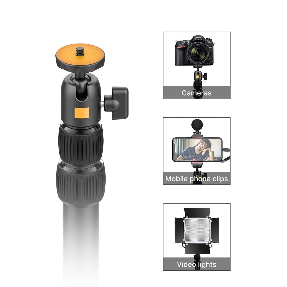 VIJIM LS01 - Wysuwany stojak lampy z zaciskiem stołowym | Regulacja wysokości | Wielofunkcyjny | Metalowy | Obrotowa głowica | Tripody - obrazek 7