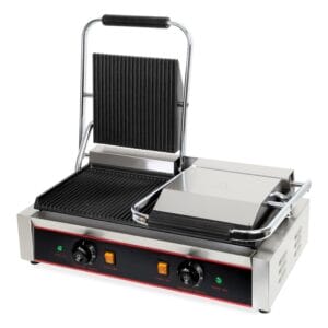 Vertes Elektryczny grill kontaktowy 3600 W - grill gastronomiczny z gusseisenowymi grillowanymi płytami, 300 °C, łatwy w czyszczeniu