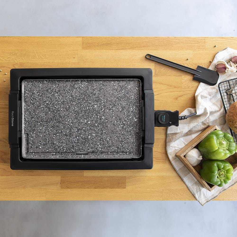 Cecotec Tasty - Elektrogrill 2000 W, Inox Stone, Antihaftbeschichtung, Einstellbarer Thermostat, Große Kochfläche - obrazek 4