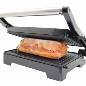 Bastilipo Vulcano Fast Grill-1000 Black 1.000W - Elektryczny grill z 1000W mocy, PFOA-frei, antihaftbeschichtet, 220V-240V/50Hz-60Hz, 14,5x23 cm, automatyczna regulacja temperatury