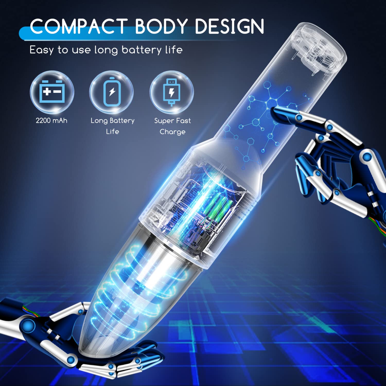 Aigostar Bezprzewodowy odkurzacz ręczny 50W ładowarka USB-C lekki 500g. - obrazek 6