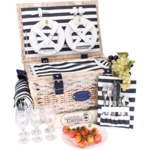 Les Jardins de la Comtesse - Kosz piknikowy Marine z wikliny – kompletny