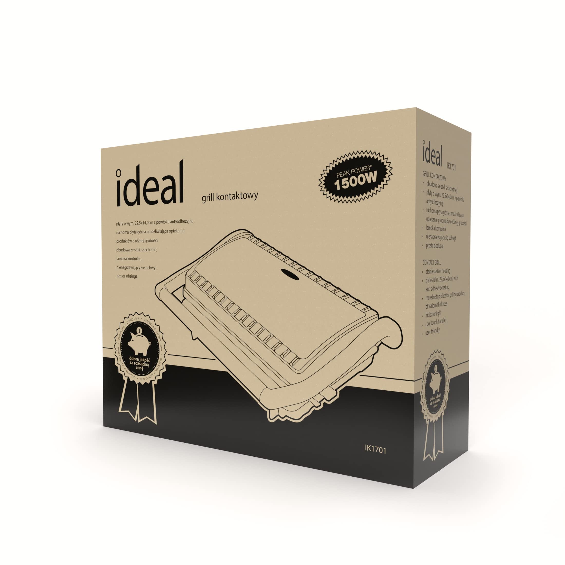 Grill elektryczny opiekacz do kanapek kontaktowy Panini płyty z nieprzywierającą powłoką - eldom IK1701 - obrazek 2