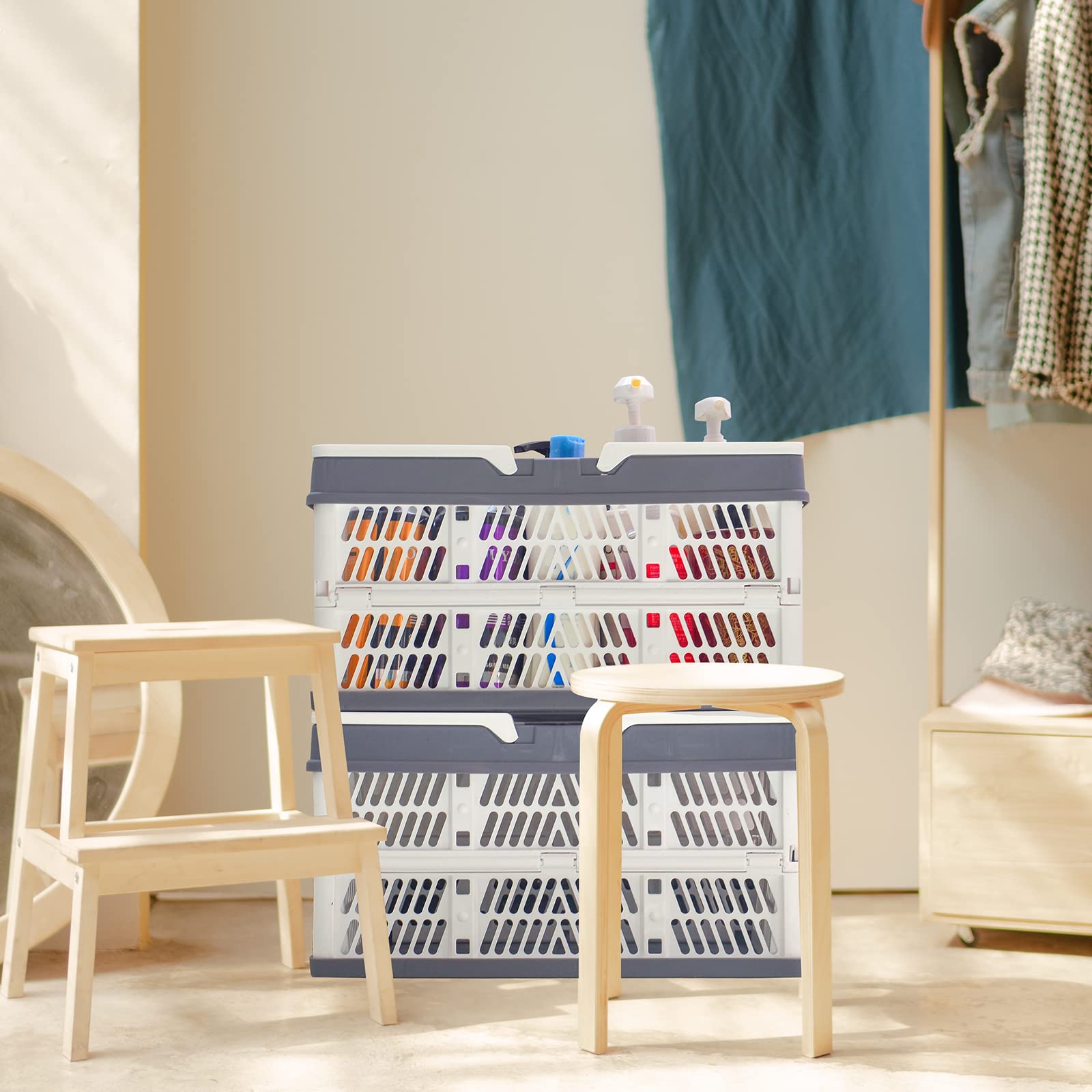 zhaocaidamai Małe składane pudełko z uchwytami pudełko transportowe z - obrazek 4