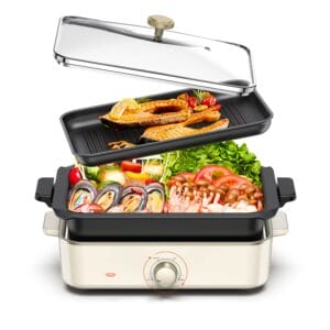 Wielofunkcyjny garnek elektryczny i grill przenośny - 34L, 1400W, 3 poziomy regulacji temperatury, łatwe do czyszczenia - idealny dla akademików i podróżników