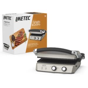 Grill Imetec Griglia - Elektryczny grill z funkcją tostera, 2000 W, 7 pozycji grillowania, antihaftowe aluminium, grafitowy kolor