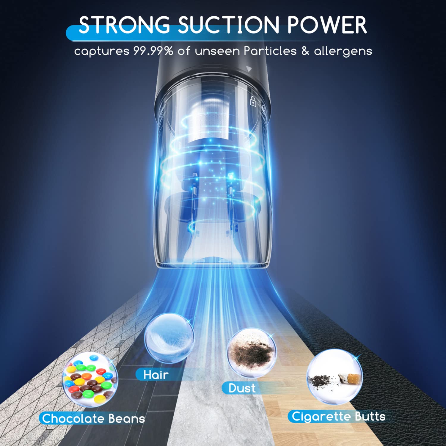 Aigostar Bezprzewodowy odkurzacz ręczny 50W ładowarka USB-C lekki 500g. - obrazek 7